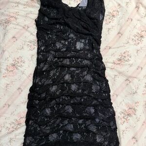 Express Elegant Black Lace Mini Dress